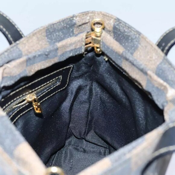 FENDI Pecan Canvas Hand Bag 2way Brown Black - Picture 6 of 16